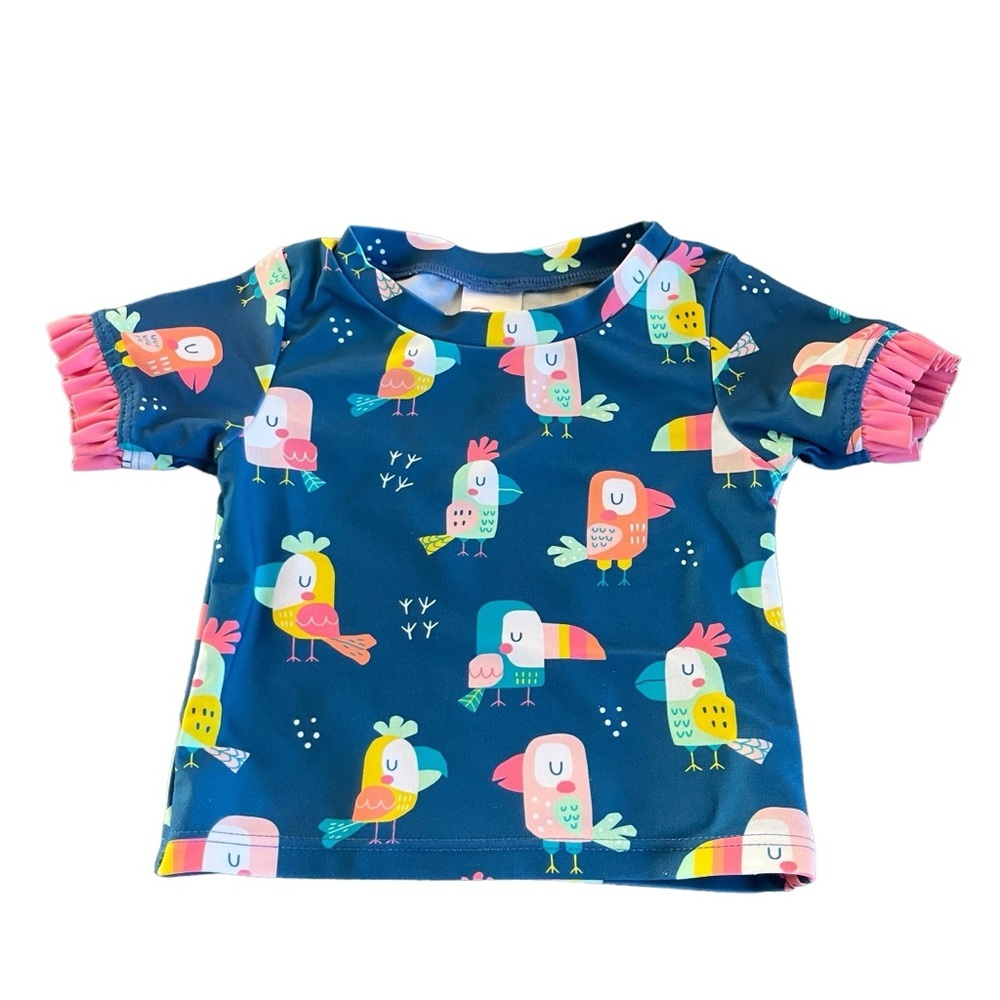 Ruffle Butts Bird Baby Swimsuit Short Sleeve Top Only 6-12M - Picture 1 of 6